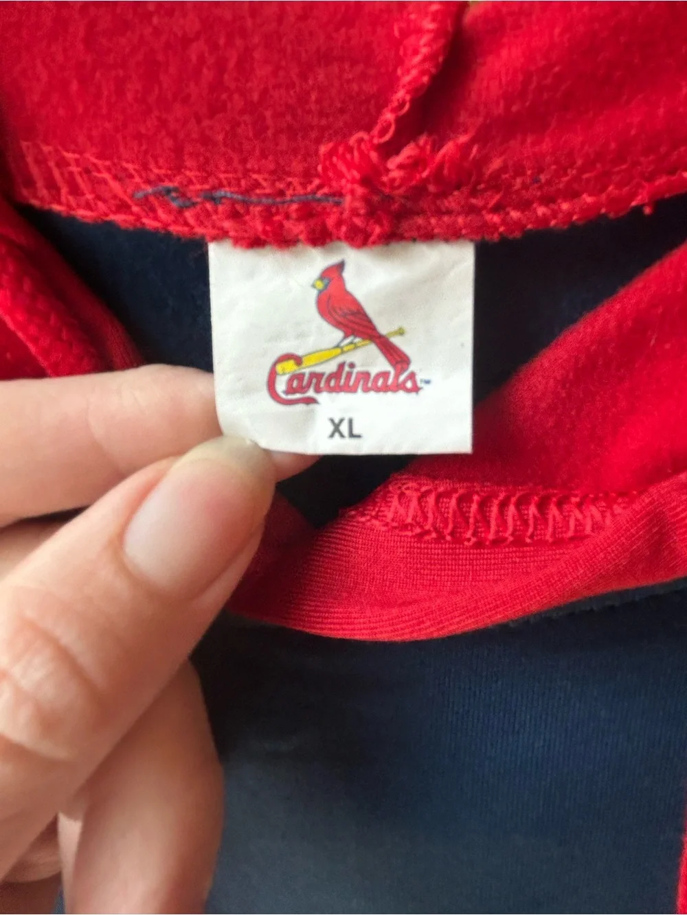 Men's Red & Blue Crewneck Pullover with St.Louis Cardinals Logo Size XL